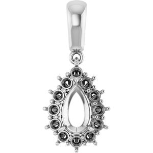 14K X1 White Gold 8x5 mm Pear Pendant Mounting