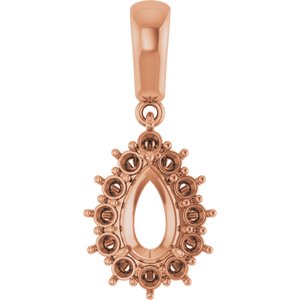 18K Rose Gold 8x5 mm Pear Pendant Mounting