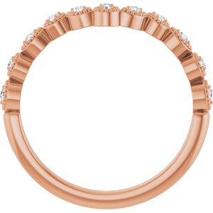 14K Rose 1/10 CTW Natural Diamond Vintage-Inspired Contour Band