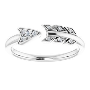 14K White Gold .03 CTW Natural Diamond Arrow Ring