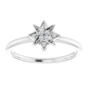 14K White Gold .04 CTW Natural Diamond Star Ring