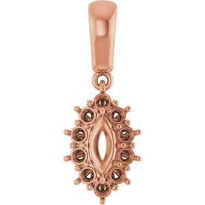 14K Rose Gold 7x3.5 mm Marquise Pendant Mounting