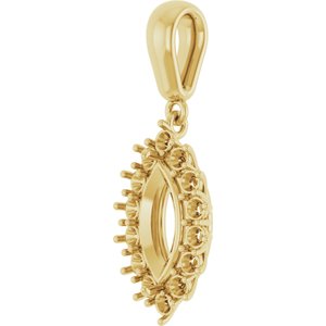 10K Yellow Gold 10x5 mm Marquise Pendant Mounting