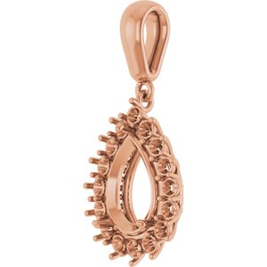 18K Rose Gold 10x7 mm Pear Pendant Mounting