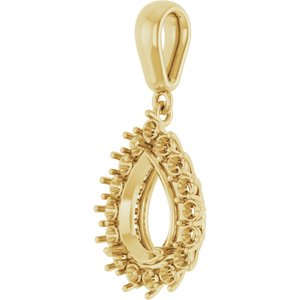 10K Yellow Gold 10x7 mm Pear Pendant Mounting