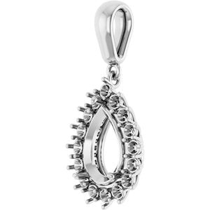 14K White Gold 10x7 mm Pear Pendant Mounting