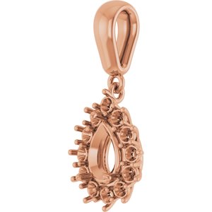 10K Rose Gold 7x5 mm Pear Pendant Mounting