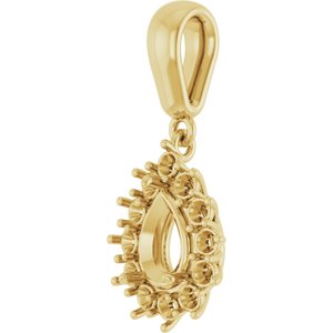 14K Yellow Gold 7x5 mm Pear Pendant Mounting