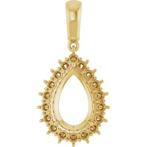 14K Yellow Gold 12x8 mm Pear Pendant Mounting
