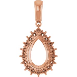 14K Rose Gold 12x8 mm Pear Pendant Mounting