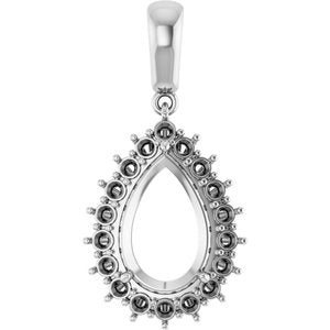 10K White Gold 12x8 mm Pear Pendant Mounting