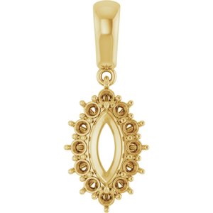 18K Yellow Gold 9x4.5 mm Marquise Pendant Mounting