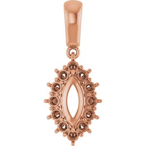 14K Rose Gold 9x4.5 mm Marquise Pendant Mounting