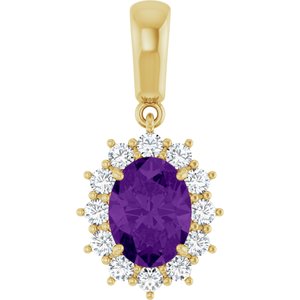 14K Yellow Gold Natural Amethyst & 1/3 CTW Natural Diamond Pendant