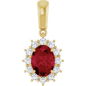 14K Yellow Gold Lab-Grown Ruby & 1/3 CTW Natural Diamond Pendant