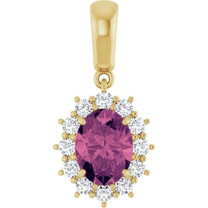 14K Yellow Gold Natural Pink Tourmaline & 1/3 CTW Natural Diamond Pendant
