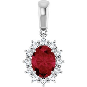 14K White Gold Lab-Grown Ruby & 1/3 CTW Natural Diamond Pendant