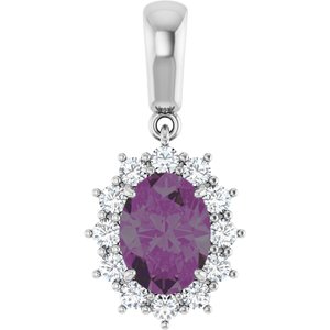 14K White Gold Lab-Grown Alexandrite & 1/3 CTW Natural Diamond Pendant