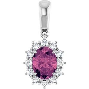 14K White Gold Natural Pink Tourmaline & 1/3 CTW Natural Diamond Pendant