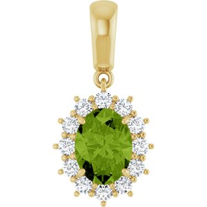 14K Yellow Gold Natural Peridot & 1/3 CTW Natural Diamond Pendant