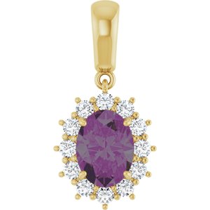 14K Yellow Gold Lab-Grown Alexandrite & 1/3 CTW Natural Diamond Pendant