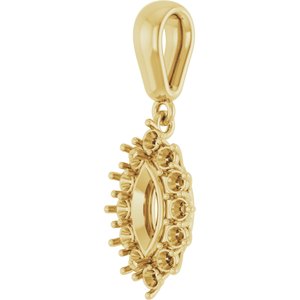 14K Yellow Gold 8x4 mm Marquise Pendant Mounting