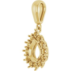 14K Yellow Gold 8x6 mm Pear Pendant Mounting
