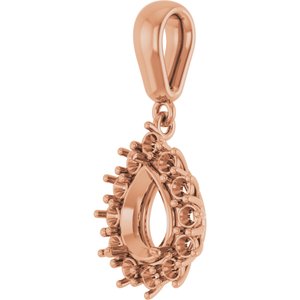 10K Rose Gold 8x6 mm Pear Pendant Mounting