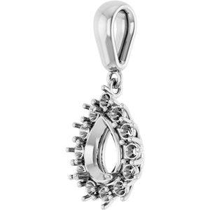 Continuum Sterling Silver 8x6 mm Pear Pendant Mounting