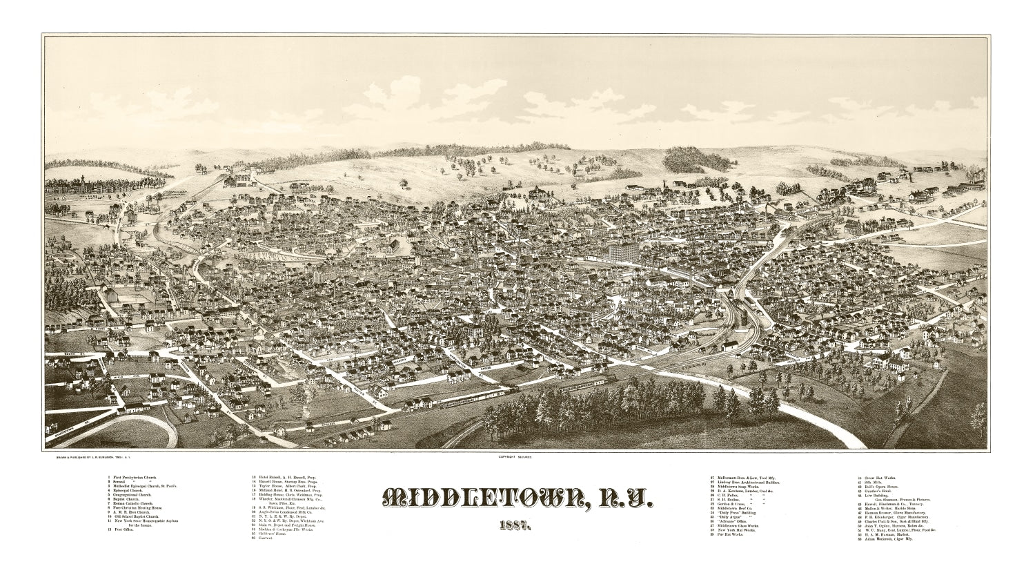 Vintage Map of Middletown, New York 1887