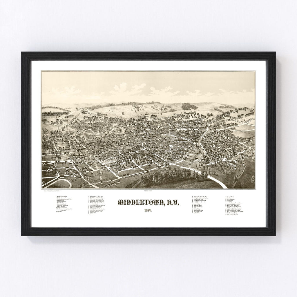 Vintage Map of Middletown, New York 1887