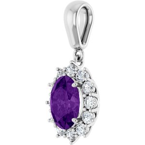 14K White Gold Natural Amethyst & 1/3 CTW Natural Diamond Pendant