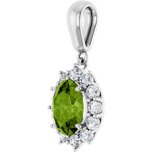 14K White Gold Natural Peridot & 1/3 CTW Natural Diamond Pendant