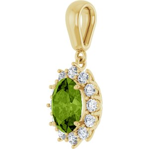 14K Yellow Gold Natural Peridot & 1/3 CTW Natural Diamond Pendant