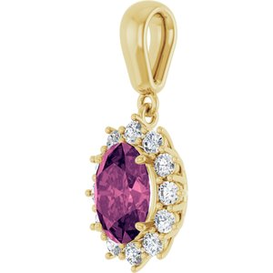 14K Yellow Gold Natural Pink Tourmaline & 1/3 CTW Natural Diamond Pendant