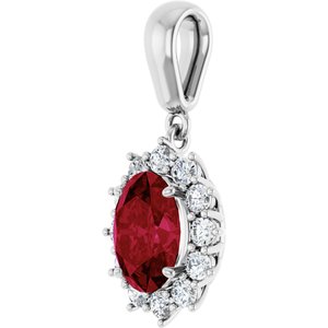 14K White Gold Lab-Grown Ruby & 1/3 CTW Natural Diamond Pendant