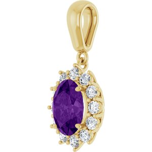 14K Yellow Gold Natural Amethyst & 1/3 CTW Natural Diamond Pendant