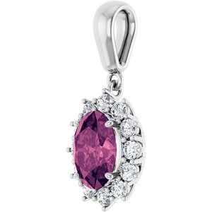 14K White Gold Natural Pink Tourmaline & 1/3 CTW Natural Diamond Pendant