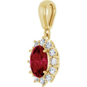 14K Yellow Gold Lab-Grown Ruby & 1/3 CTW Natural Diamond Pendant