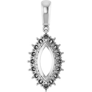14K X1 White Gold 12x6 mm Marquise Pendant Mounting