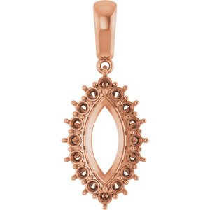 10K Rose Gold 12x6 mm Marquise Pendant Mounting