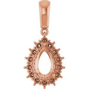 10K Rose Gold 9x6 mm Pear Pendant Mounting