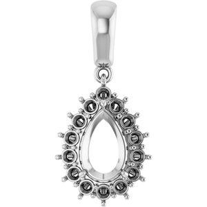 Sterling Silver 9x6 mm Pear Pendant Mounting