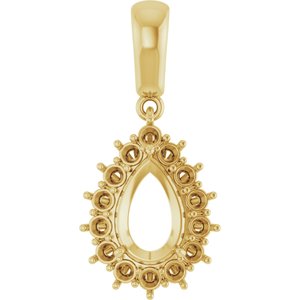 18K Yellow Gold 9x6 mm Pear Pendant Mounting