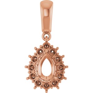 18K Rose Gold 7x5 mm Pear Pendant Mounting
