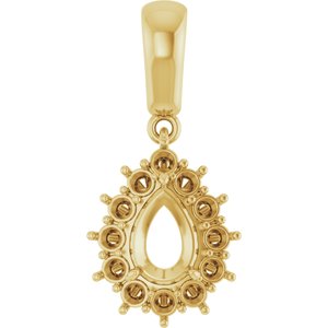 10K Yellow Gold 7x5 mm Pear Pendant Mounting