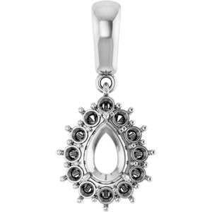 18K White Gold 7x5 mm Pear Pendant Mounting