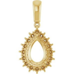 18K Yellow Gold 10x7 mm Pear Pendant Mounting