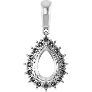 Sterling Silver 10x7 mm Pear Pendant Mounting