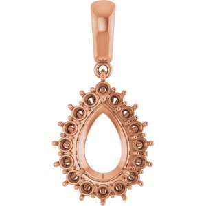 18K Rose Gold 10x7 mm Pear Pendant Mounting